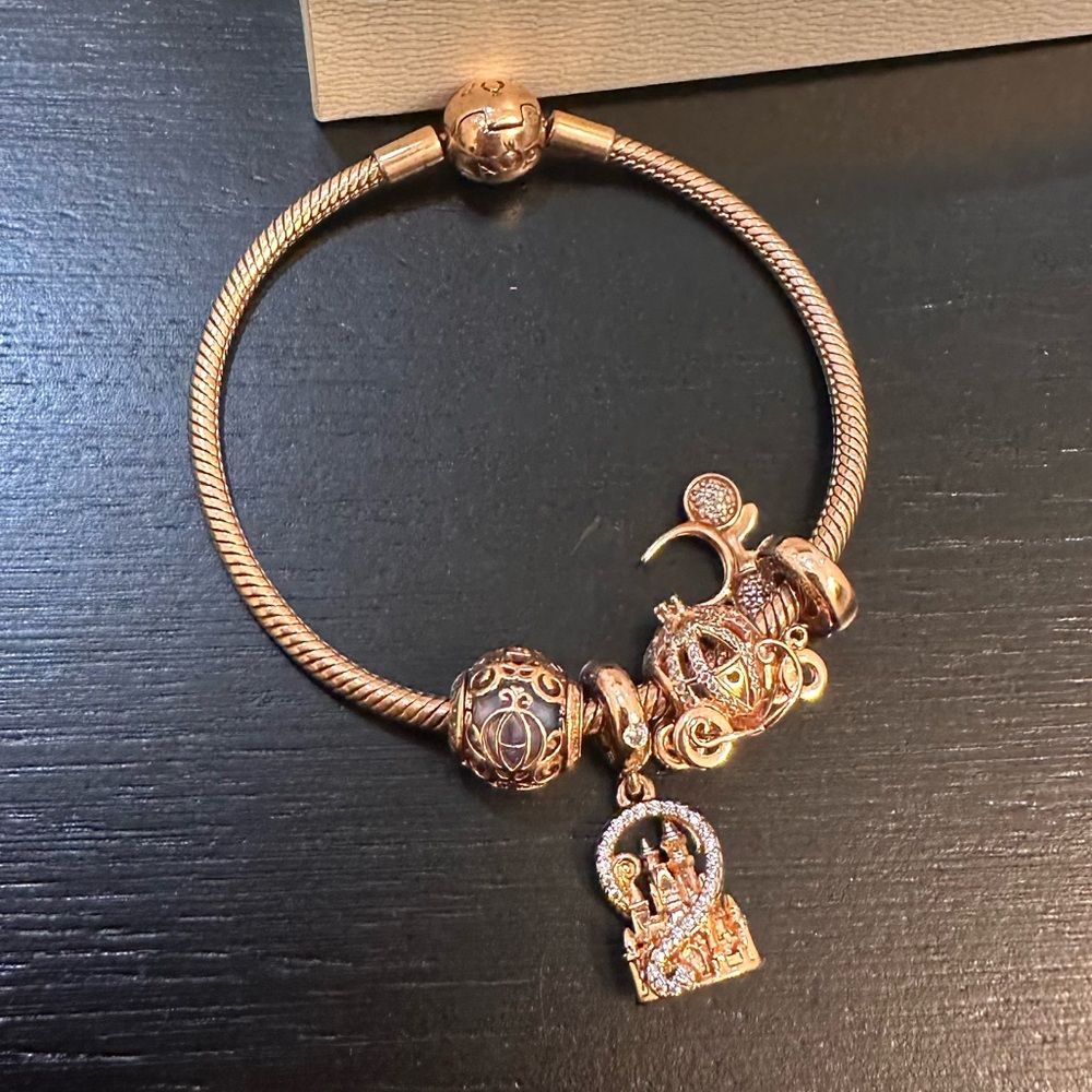 Pandora Disney Fantasyland Castle Dangle Rose Gold Charm - Picture 7 of 9